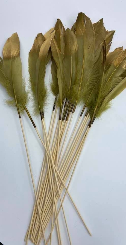 Gold tipped feathers on sticks