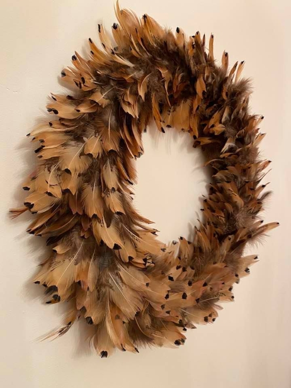 Pheasant feather wreath, 50cm