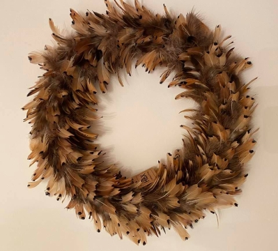 Pheasant feather wreath, 50cm
